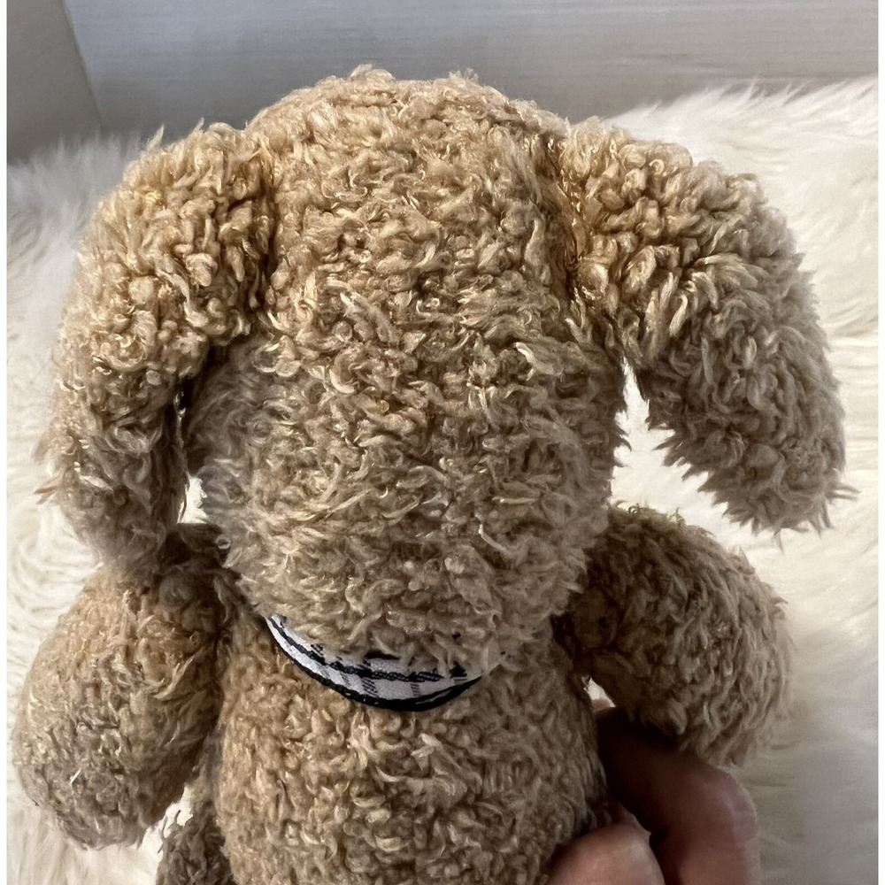 Chosun Tan Dog Plush Black White Plaid Bow Scruffy Shaggy 12" Stuffed Animal Toy - Picture 9 of 12